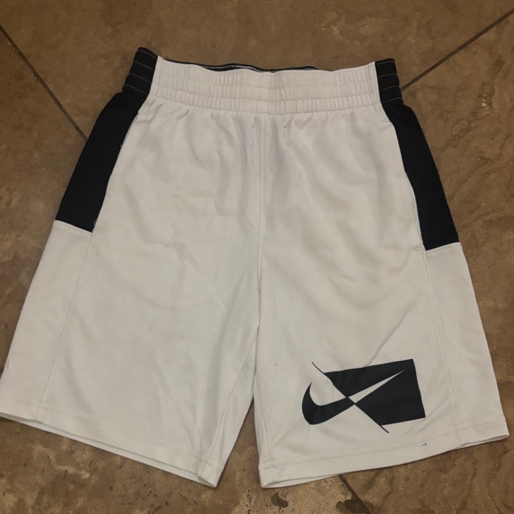Nike White Athletic Shorts with Black Accents